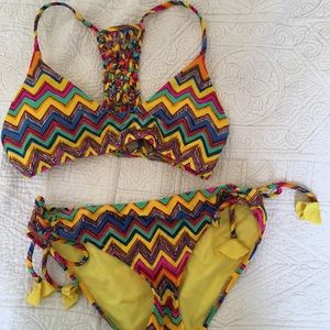 Fun multi color bikini!!! TOP ONLY